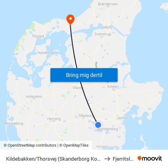 Kildebakken/Thorsvej (Skanderborg Kom) to Fjerritslev map