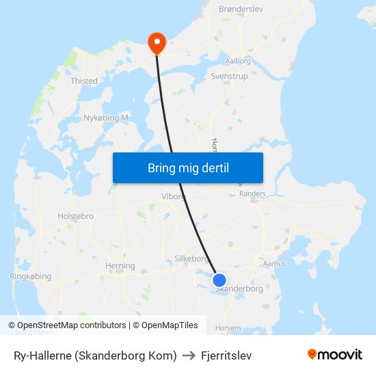 Ry-Hallerne (Skanderborg Kom) to Fjerritslev map