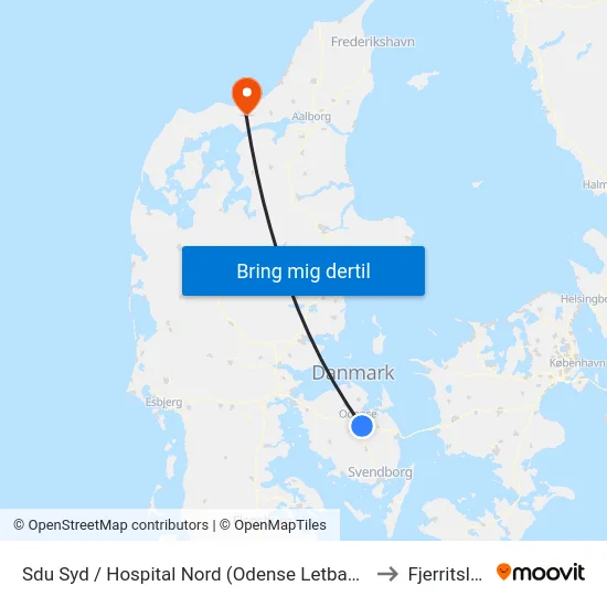 Sdu Syd / Hospital Nord (Odense Letbane) to Fjerritslev map