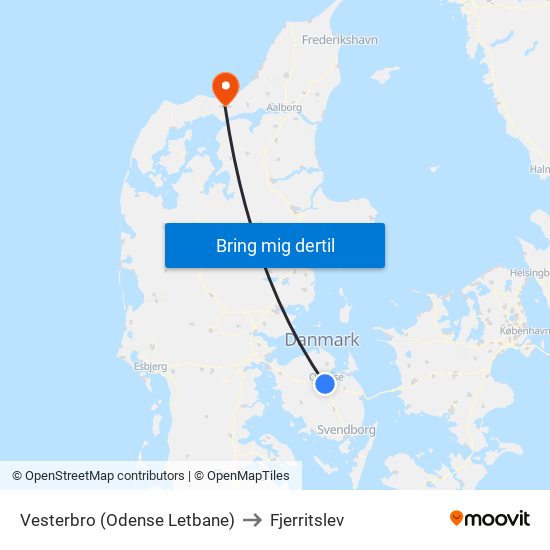 Vesterbro (Odense Letbane) to Fjerritslev map