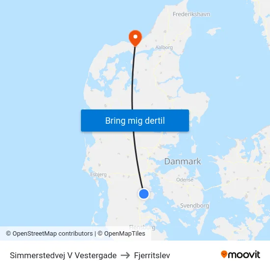 Simmerstedvej V Vestergade to Fjerritslev map