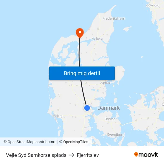 Vejle Syd Samkørselsplads to Fjerritslev map