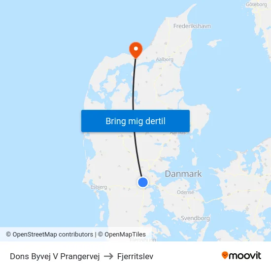 Dons Byvej V Prangervej to Fjerritslev map
