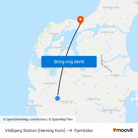 Vildbjerg Station (Herning Kom) to Fjerritslev map