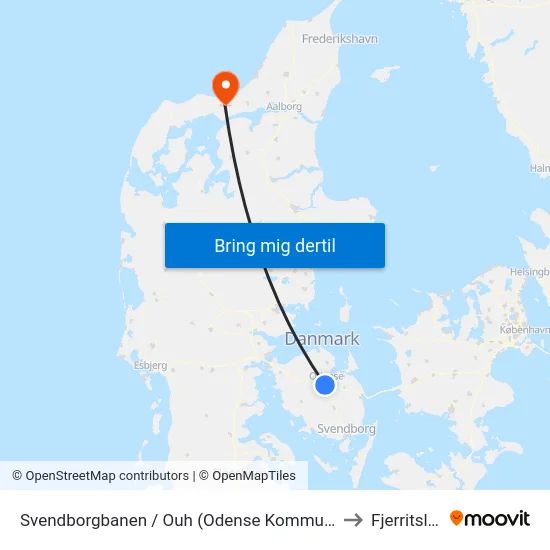 Svendborgbanen / Ouh (Odense Kommune) to Fjerritslev map