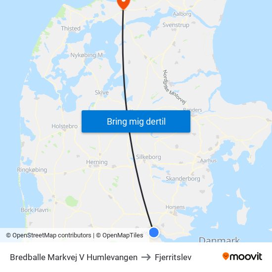 Bredballe Markvej V Humlevangen to Fjerritslev map