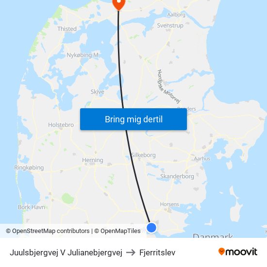 Juulsbjergvej V Julianebjergvej to Fjerritslev map