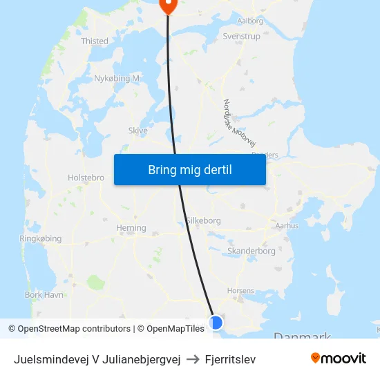 Juelsmindevej V Julianebjergvej to Fjerritslev map