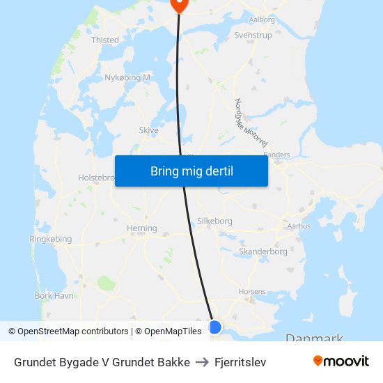 Grundet Bygade V Grundet Bakke to Fjerritslev map