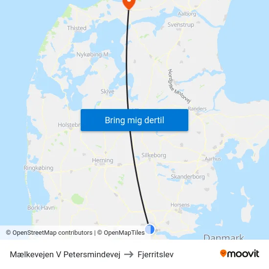 Mælkevejen V Petersmindevej to Fjerritslev map