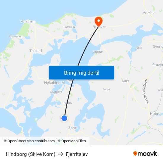Hindborg (Skive Kom) to Fjerritslev map