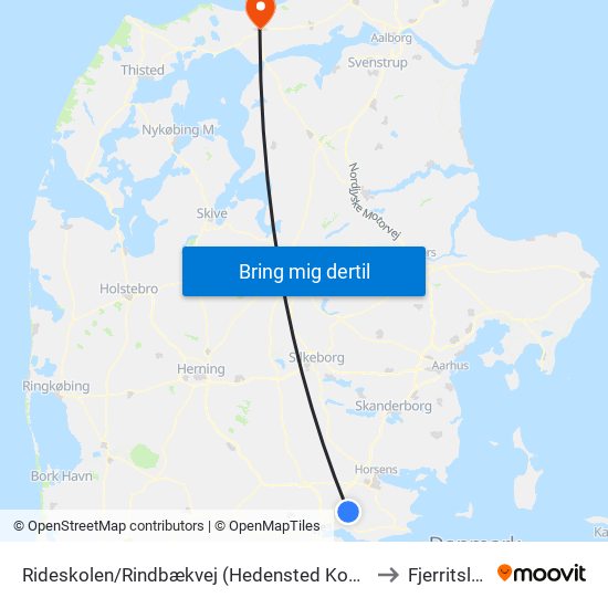 Rideskolen/Rindbækvej (Hedensted Kom) to Fjerritslev map