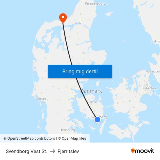 Svendborg Vest St. to Fjerritslev map