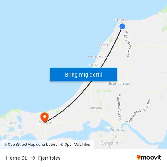 Horne St. to Fjerritslev map