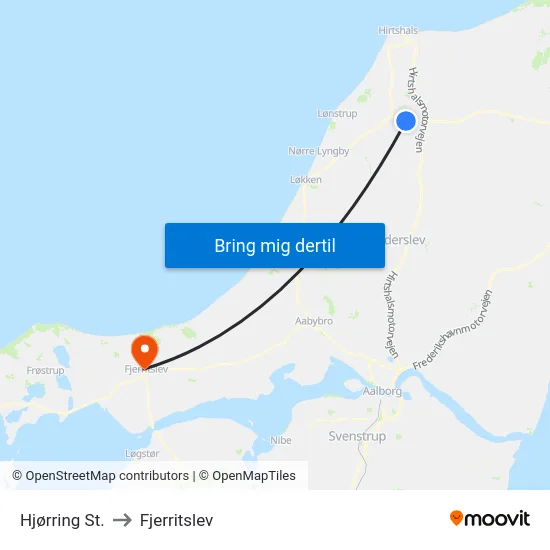 Hjørring St. to Fjerritslev map