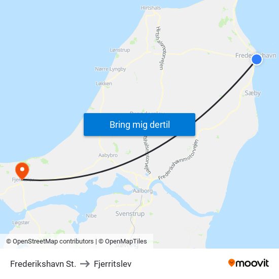 Frederikshavn St. to Fjerritslev map