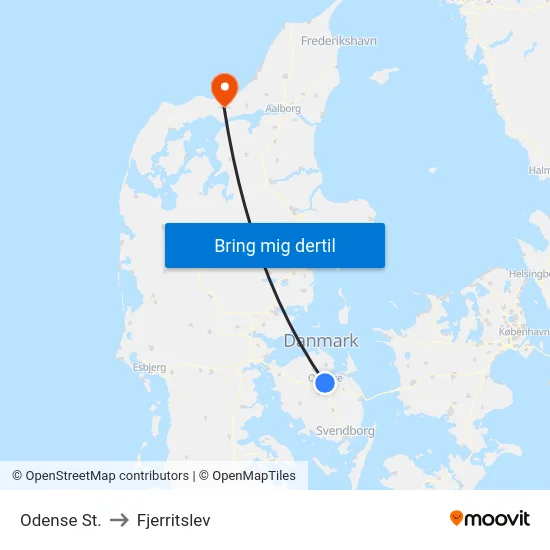 Odense St. to Fjerritslev map