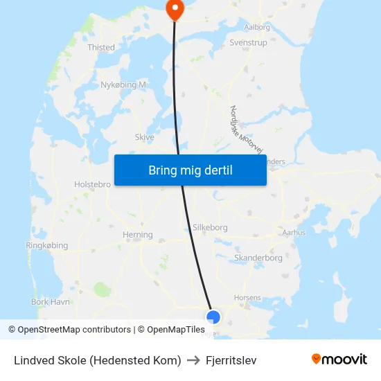 Lindved Skole (Hedensted Kom) to Fjerritslev map