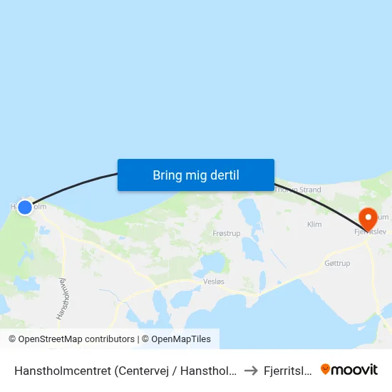 Hanstholmcentret (Centervej / Hanstholm) to Fjerritslev map