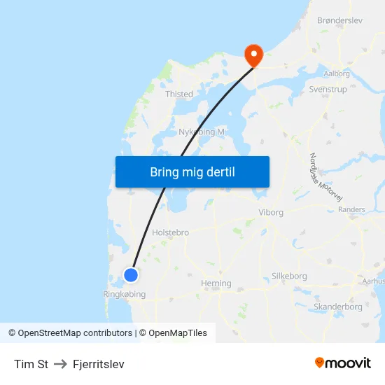 Tim St to Fjerritslev map