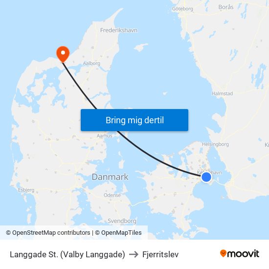 Langgade St. (Valby Langgade) to Fjerritslev map