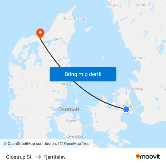 Glostrup St. to Fjerritslev map