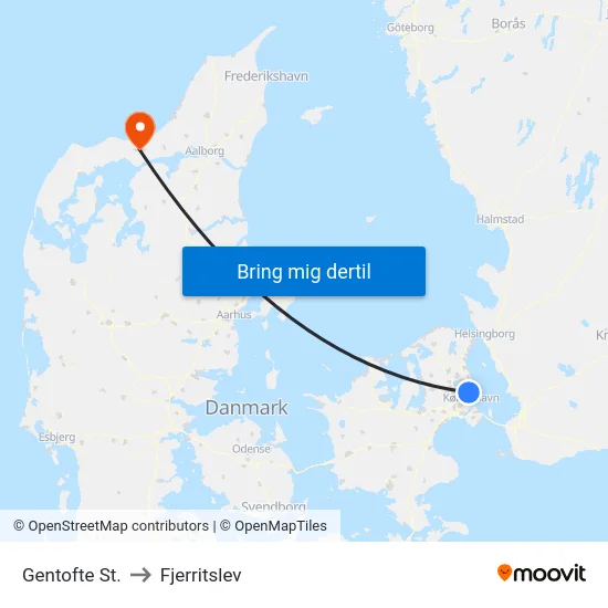 Gentofte St. to Fjerritslev map
