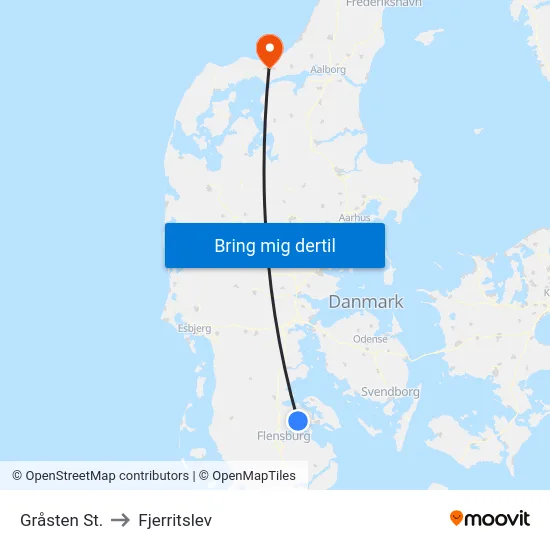 Gråsten St. to Fjerritslev map