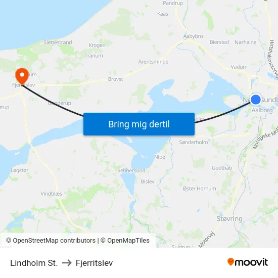 Lindholm St. to Fjerritslev map