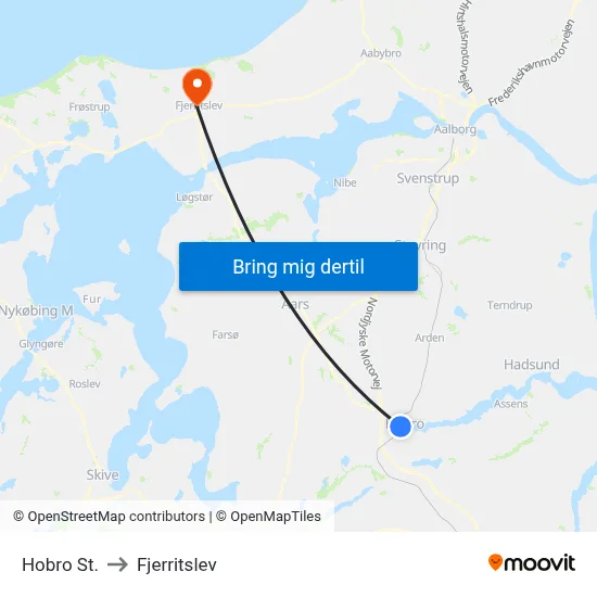 Hobro St. to Fjerritslev map