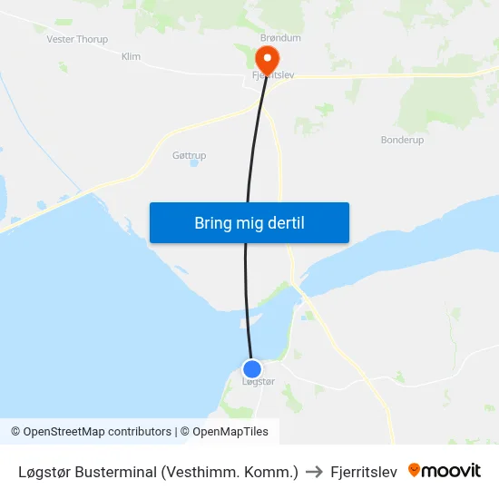 Løgstør Busterminal (Vesthimm. Komm.) to Fjerritslev map