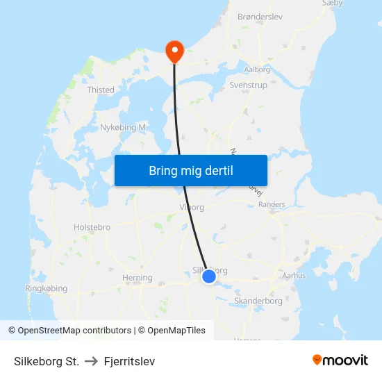 Silkeborg St. to Fjerritslev map
