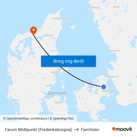Farum Midtpunkt (Frederiksborgvej) to Fjerritslev map
