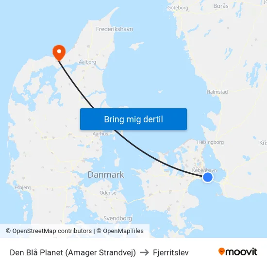 Den Blå Planet (Amager Strandvej) to Fjerritslev map