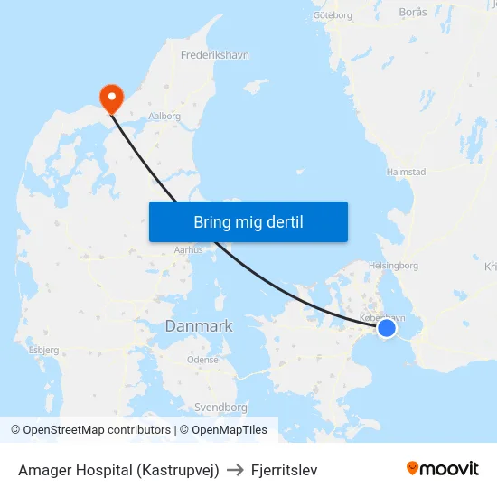 Amager Hospital (Kastrupvej) to Fjerritslev map