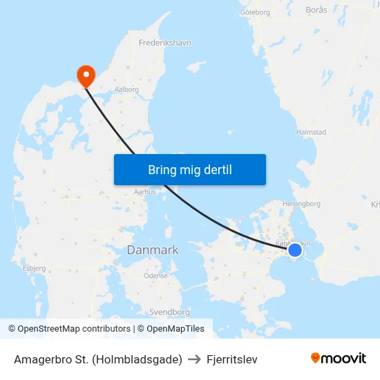 Amagerbro St. (Holmbladsgade) to Fjerritslev map