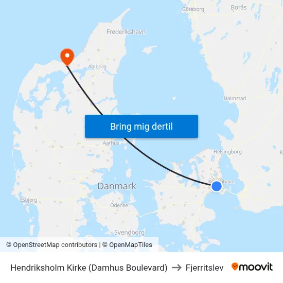 Hendriksholm Kirke (Damhus Boulevard) to Fjerritslev map