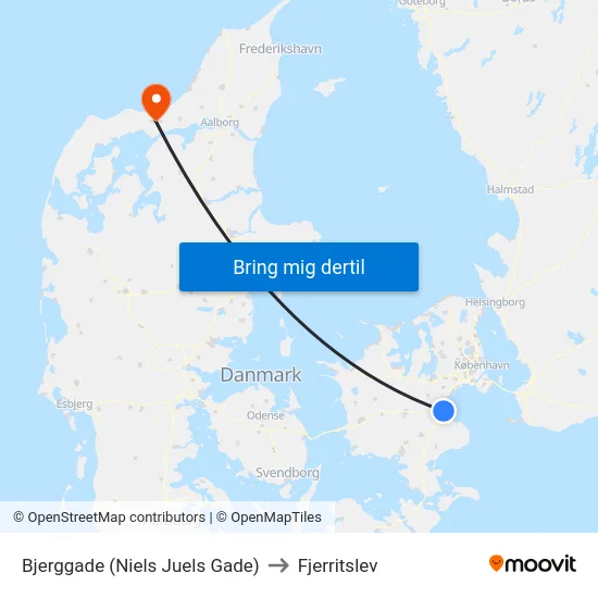 Bjerggade (Niels Juels Gade) to Fjerritslev map