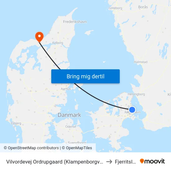 Vilvordevej Ordrupgaard (Klampenborgvej) to Fjerritslev map
