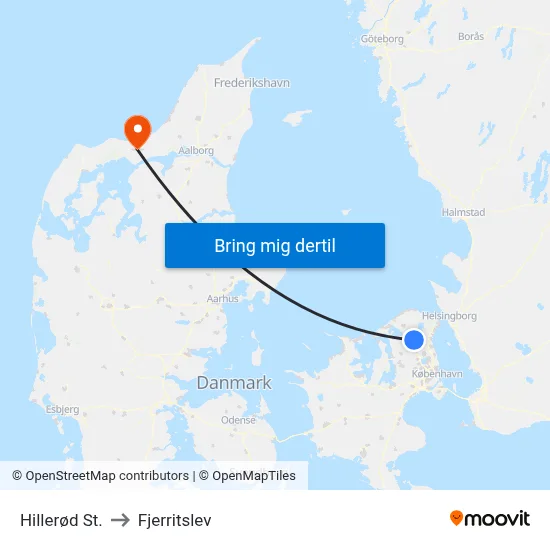 Hillerød St. to Fjerritslev map