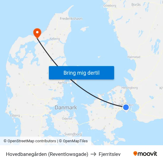 Hovedbanegården (Reventlowsgade) to Fjerritslev map
