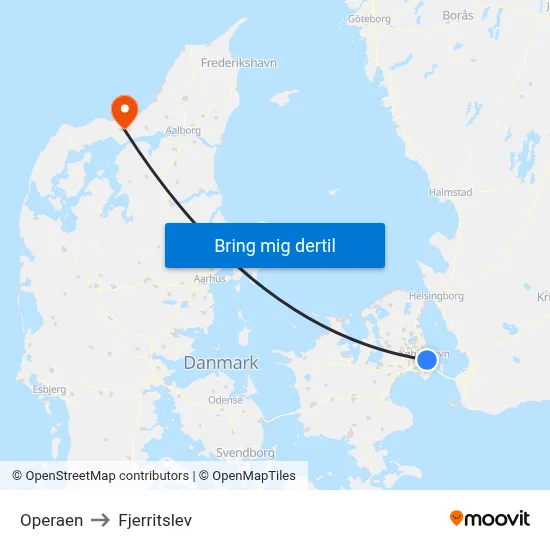 Operaen to Fjerritslev map