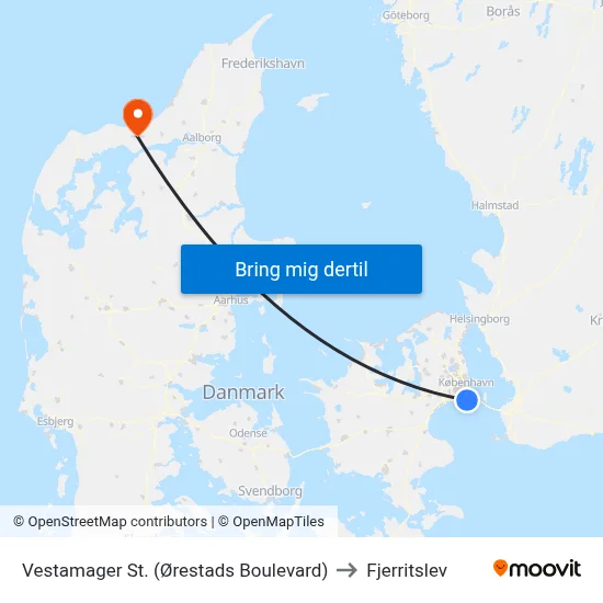 Vestamager St. (Ørestads Boulevard) to Fjerritslev map
