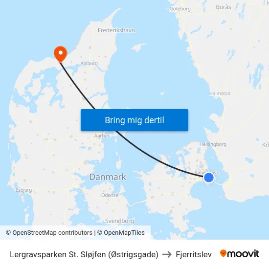 Lergravsparken St. Sløjfen (Østrigsgade) to Fjerritslev map