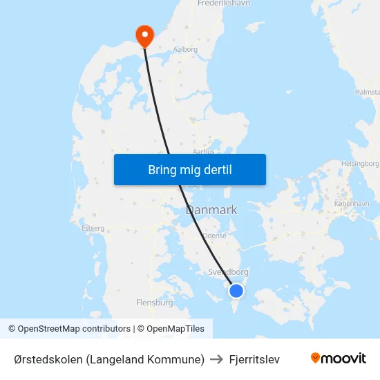 Ørstedskolen (Langeland Kommune) to Fjerritslev map
