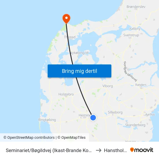 Seminariet/Bøgildvej (Ikast-Brande Kom) to Hanstholm map
