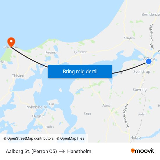 Aalborg St. (Perron C5) to Hanstholm map