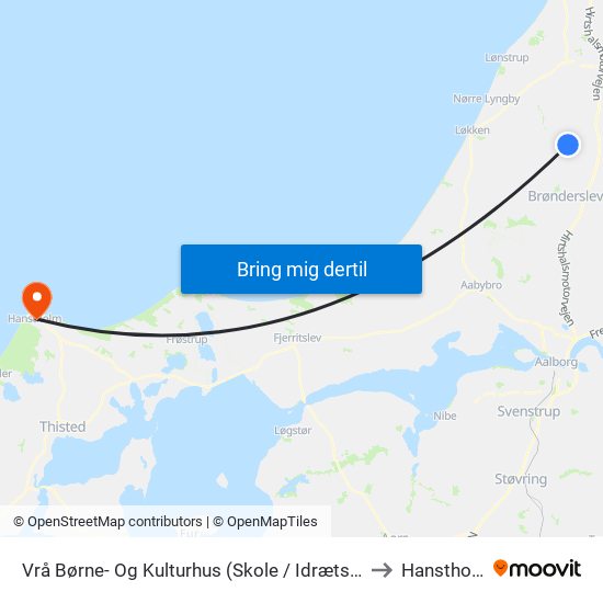 Vrå Børne- Og Kulturhus (Skole / Idræts Allé) to Hanstholm map