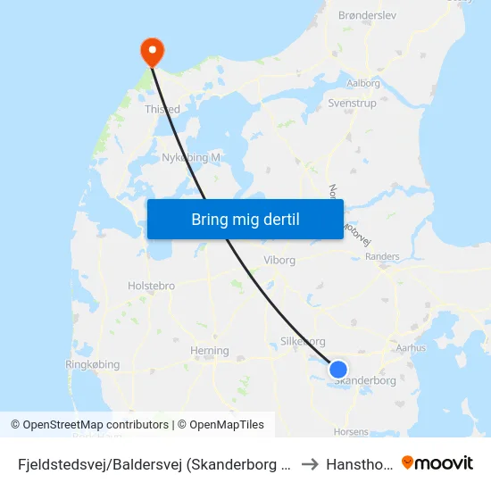 Fjeldstedsvej/Baldersvej (Skanderborg Kom) to Hanstholm map