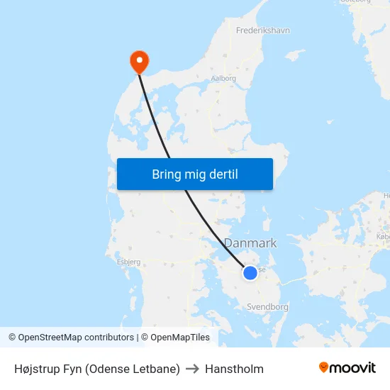 Højstrup Fyn (Odense Letbane) to Hanstholm map